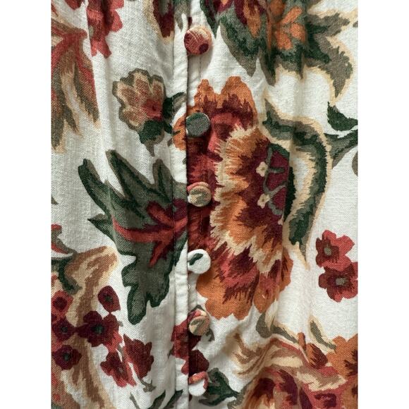 Abercrombie & Fitch Floral Button Front Slit Maxi Dress Sz M Petite Linen Blend - Picture 3 of 9